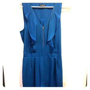 Express blue zip front romper